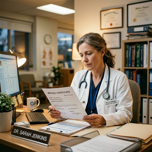 reviewing and customizing downloaded medical certificate