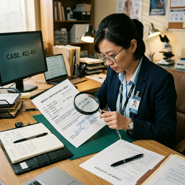 comparing fake and real medical certificates